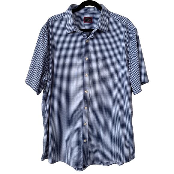 UNTUCKit Cagliari Collared Short Sleeve Button Up Blue Micro-Checker Tall-XXL - Picture 1 of 5